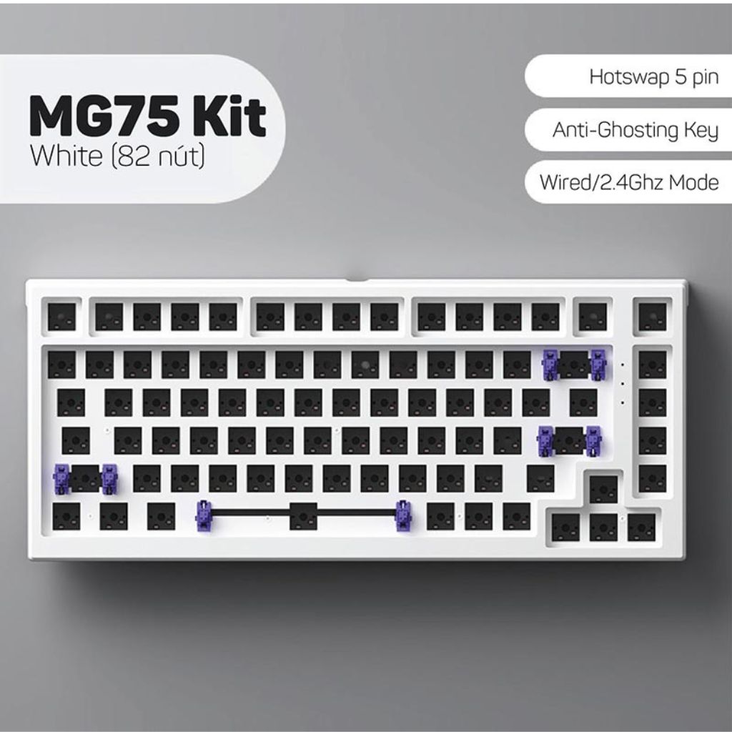 Kit bàn phím cơ MonsGeek MG75 White (Dual Mode / Hotswap 5 pin) - Hàng chính hãng