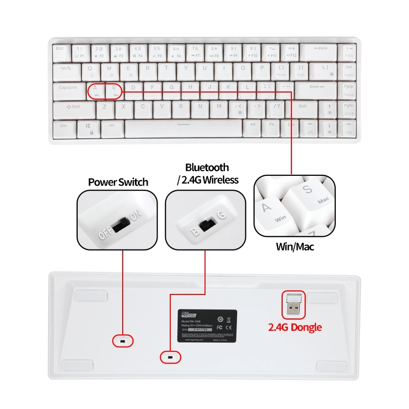 RK G68 RGB NEW HOTSWAP - Bàn phím cơ không dây Royal Kludge RK G68 Bluetooth 5.0 và Wireless 2.4G -  CHÍNH HÃNG