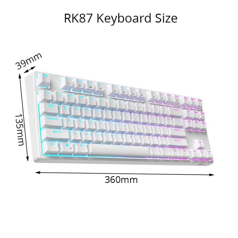 Bàn phím cơ Royal Kludge RK87 led RGB kết nối Bluetooth 5.0, Wireless 2.4G và Dây Type C