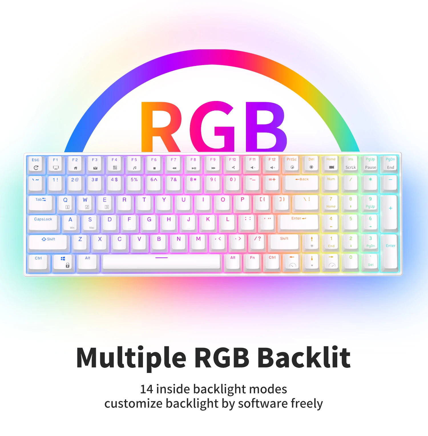 RK100 - Bàn phím cơ bluetooth không dây RK100 Led RGB có Hotswap (Bluetooth 5.0 / Wireless 2.4G / dây Type-c)