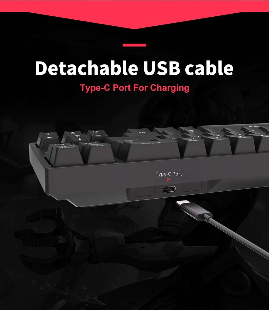 RK68 PLUS RGB - Bàn phím cơ RK68 Plus led RGB kết nối 3 chế độ - Bluetooth 5.0 | Wireless 2.4G | Dây type C