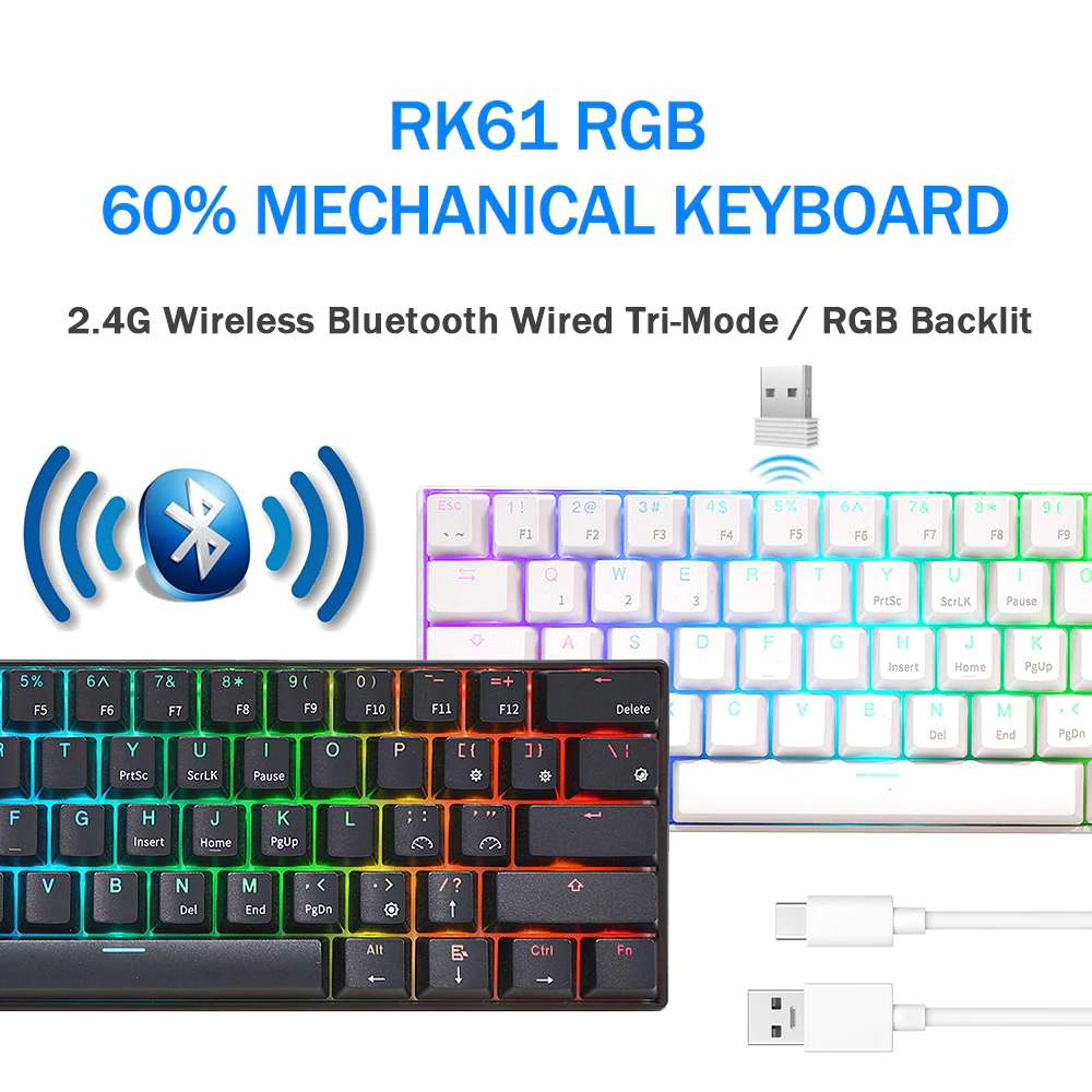 RK61 New Hotswap - Bàn Phím Cơ không dây Royal Kludge RK61 Bluetooth 5.0 và Wireless 2.4G