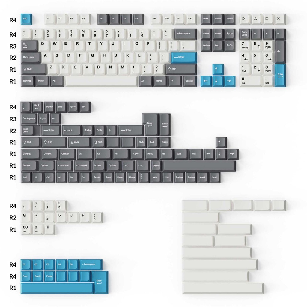Keycap Keychron Cherry Profile Double Shot PBT (Mint White / Grey White) - Hàng Chính Hãng