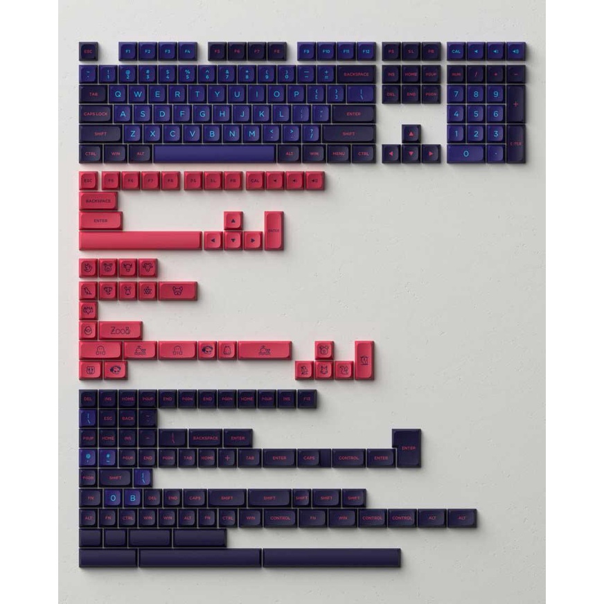 AKKO Keycap set MDA Profile Panda / Neon / Olivia / UNC Blue (PBT Double-Shot / 227 nút)