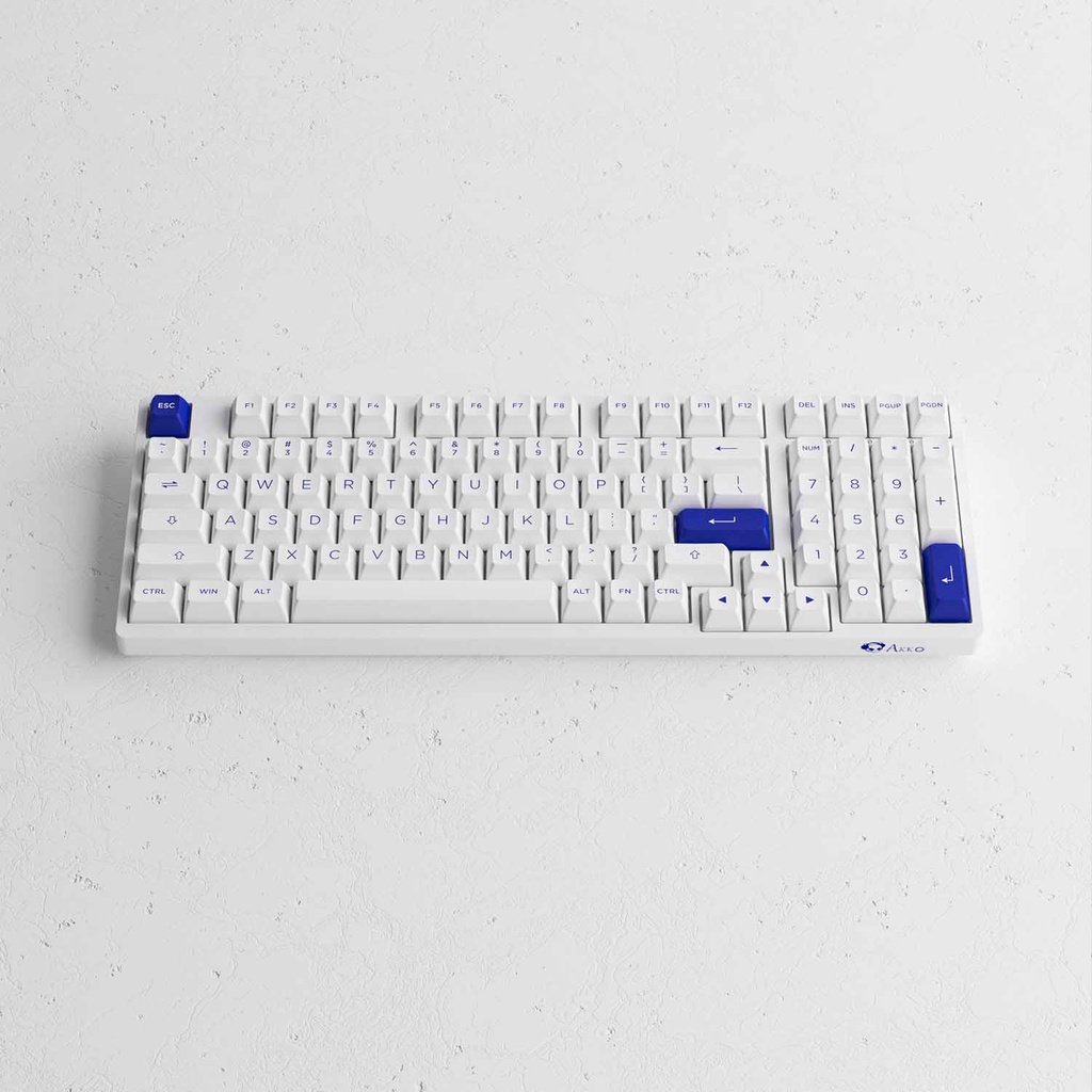 Bàn phím cơ AKKO 3098N Multi-modes Blue on White (Bluetooth 5.0 / Wireless 2.4Ghz / Hotswap / Foam tiêu âm / TTC switch)