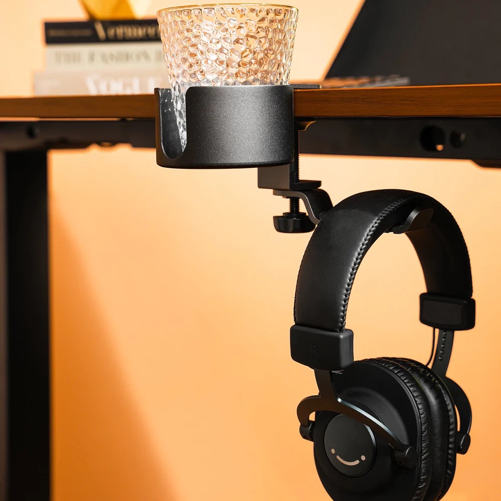 Giá để cốc kẹp bàn tích hợp giá treo tai nghe móc treo đồ HyperWork CH01