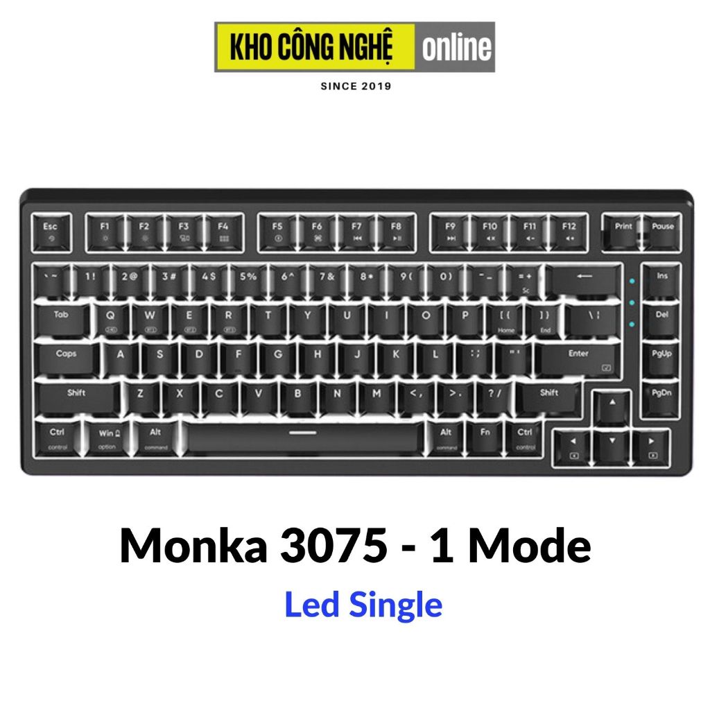 Monka 3075 V2 Pro - Bàn phím cơ Monka 3075 V2 Pro Mạch Xuôi (Led RGB, Kết Nối 3 Mode, Màn Hình LCD)