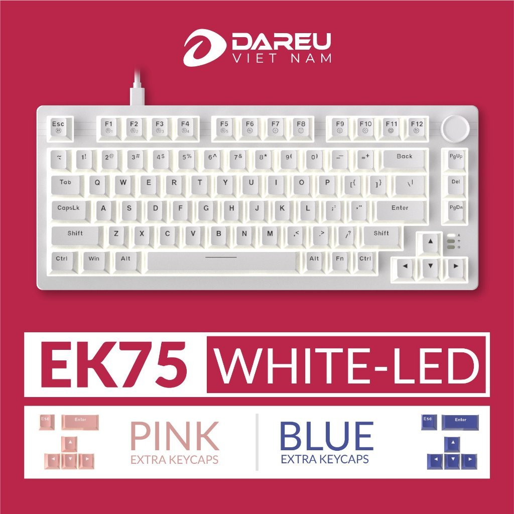 Bàn phím cơ DAREU EK75 PRO BLACK GOLDEN / EK75 Black White (Triple Mode, Gasket Mount, RGB)