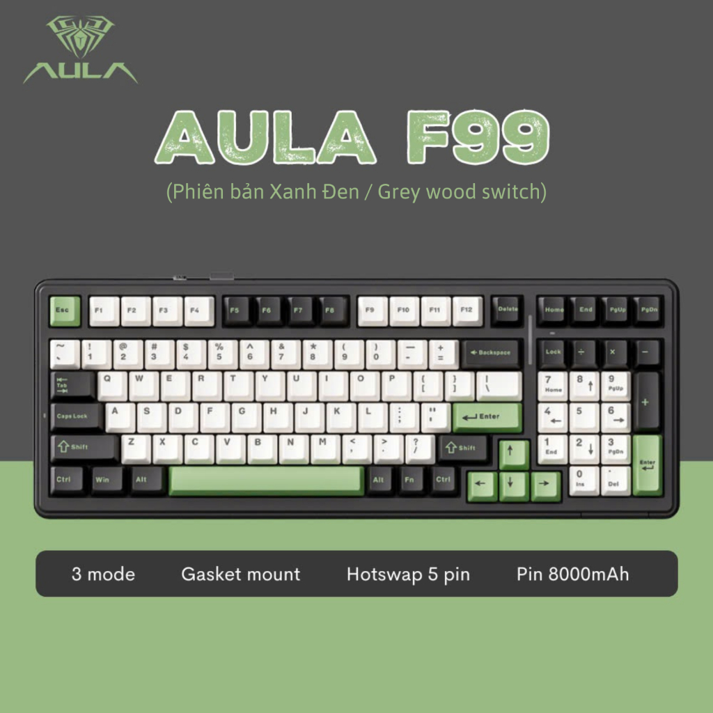 AULA F99 - Bàn Phím Cơ AULA F99 có Hotswap, Led RGB, Kết Nối 3 Mode