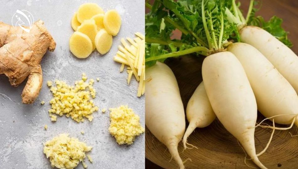 Ginger and white radish