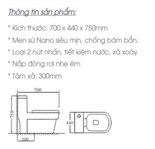 Bồn cầu 1 khối Tapower PW-803 trắng chỉ vàng