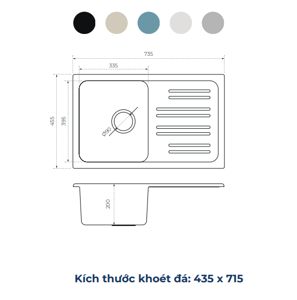 Chậu rửa chén Apus A2