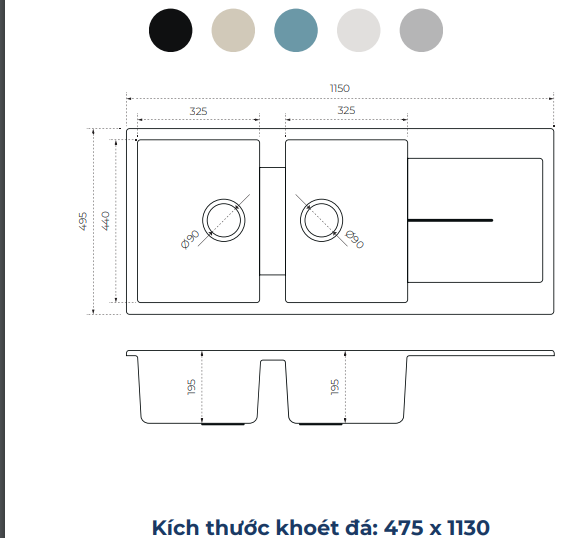 Chậu rửa chén Apus A8