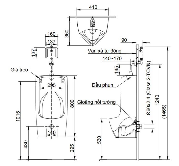 Bồn tiểu nam Inax U-411V treo tường - U411V