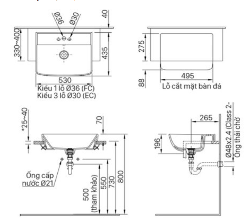 Lavabo chậu rửa mặt Inax AL-345V bán âm sứ chông bám bẩn Aquaceramic