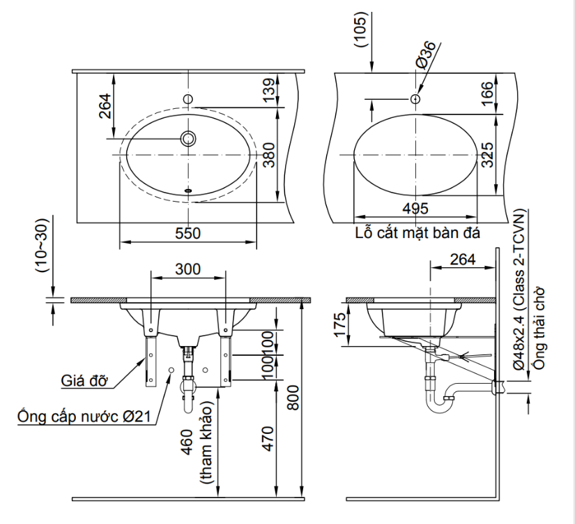 Lavabo chậu rửa mặt Inax L-2216V âm bàn - L-2216V