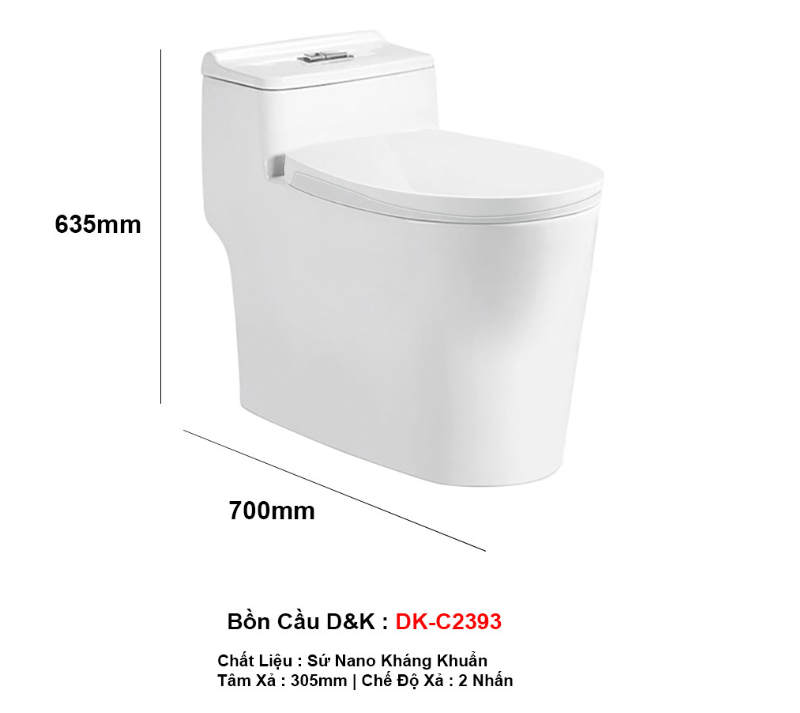 Tổng quan bồn cầu 1 khối DK-C2393