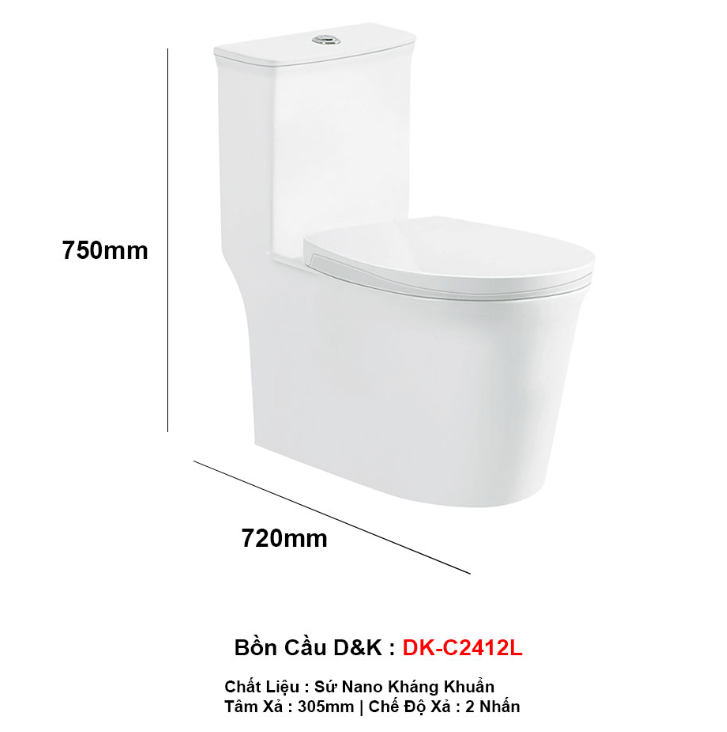 Tổng quan Bồn cầu 1 khối DK-C2425
