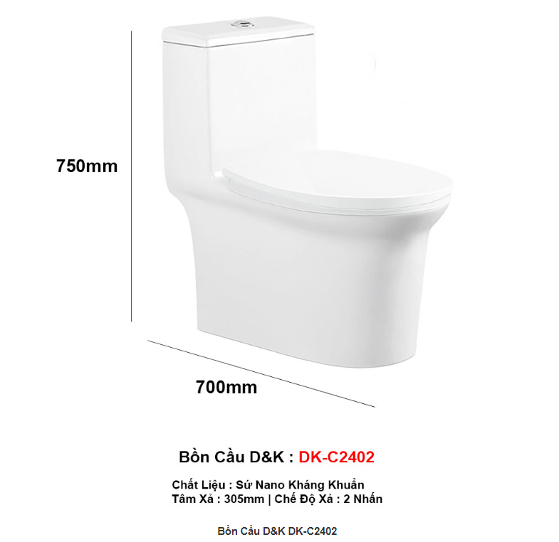 Bàn cầu 1 khối DK-C2402