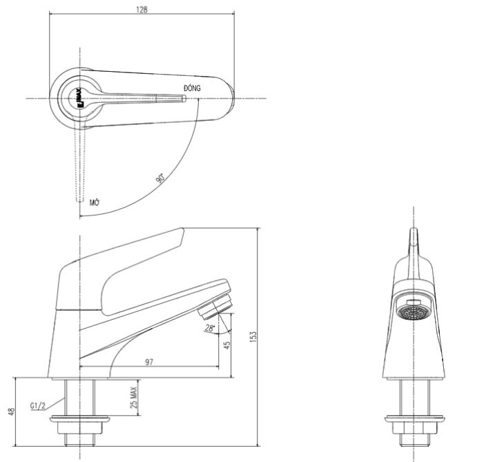 Vòi lavabo chậu rửa mặt Inax LFV-17 nước lạnh