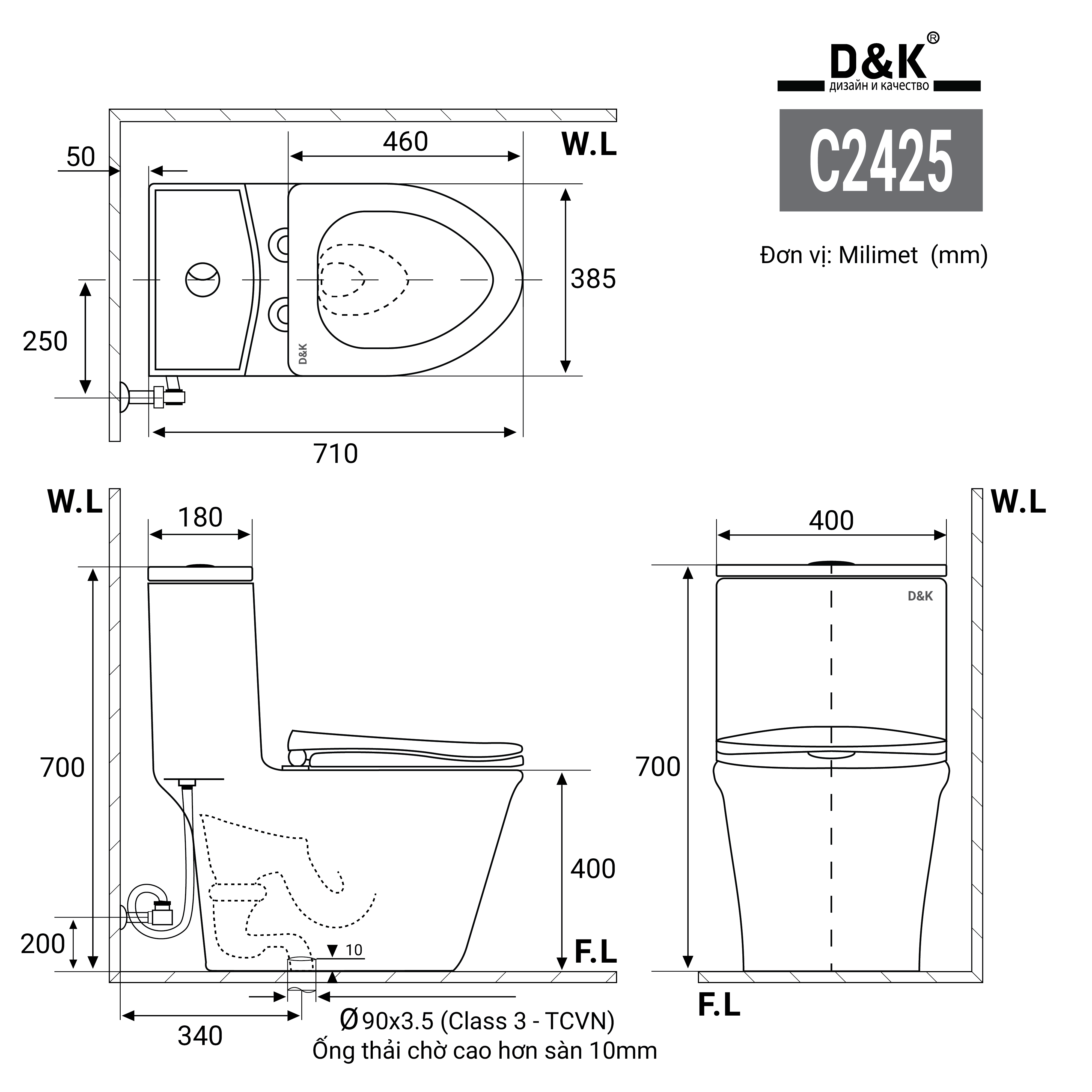 bãn vẻ kĩ bồn cầu 1 khối DK-C2425