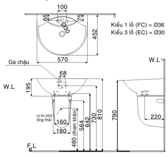 Lavabo chậu rửa mặt Inax L-288V treo tường