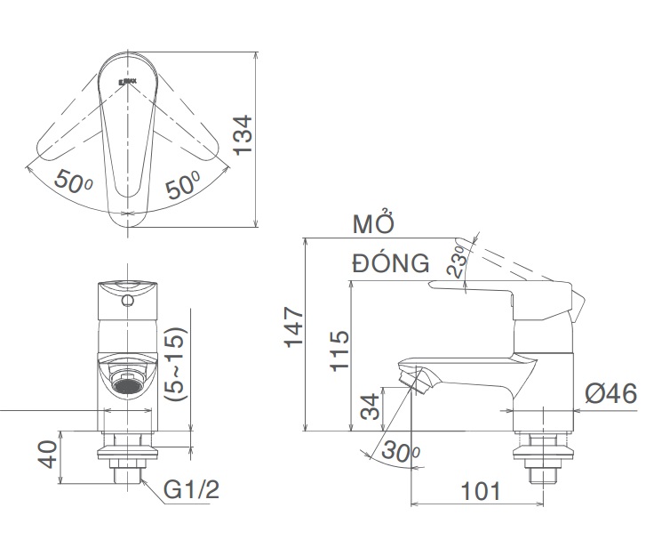 Vòi lavabo chậu rửa mặt Inax LFV-21S nước lạnh 