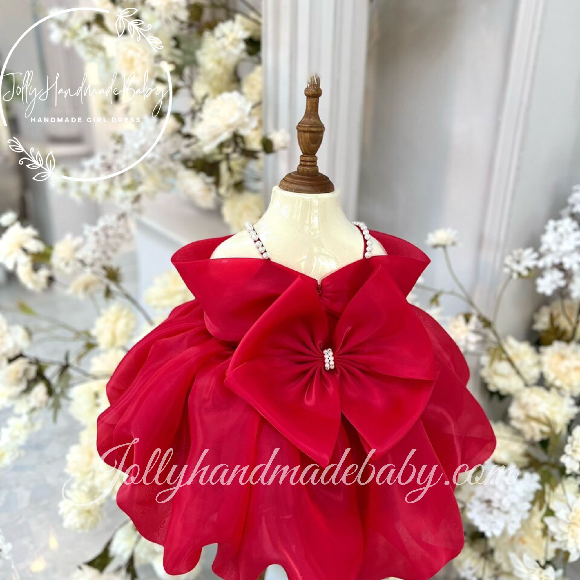 RED ORGANZA DRESS Christmas Organza Baby Girl Dress Christmas Party Wear Personalized Infant Girl Red Tulle Dress Gift For Christmas