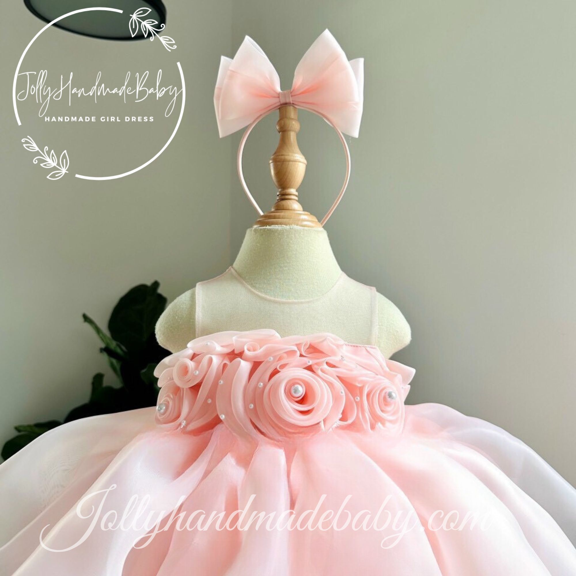 Pink Organza Dress For Baby Girl Summer Baby Girl Dress Custom Girl Dress Handmade Girl Dress 2nd Birthday Dress