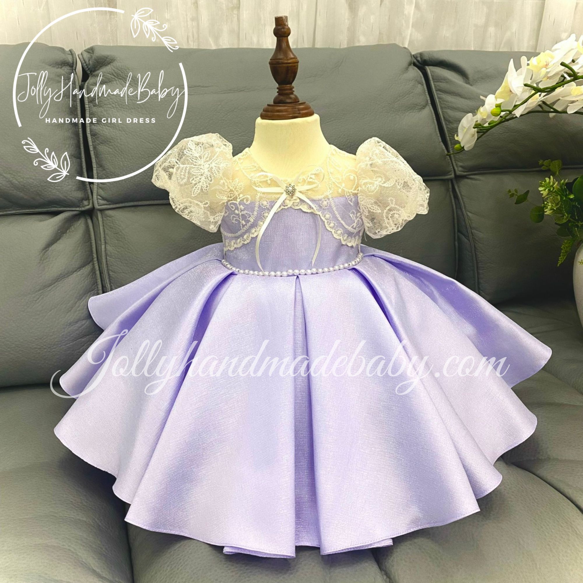 LAVENDER CHRISTMAS DRESS Gift For Baby Girls Short Sleeve Dress