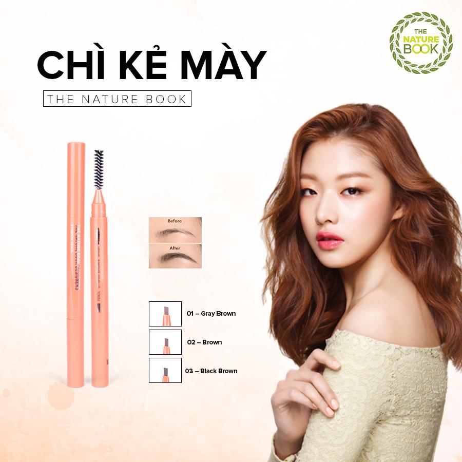 Chì Kẻ Mày 3D The Nature Book số 3  Màu Nâu Đen  - The Nature Book Design 3D Eyebrow Pencil  - No 03 - Black Brown (Nâu Đen))