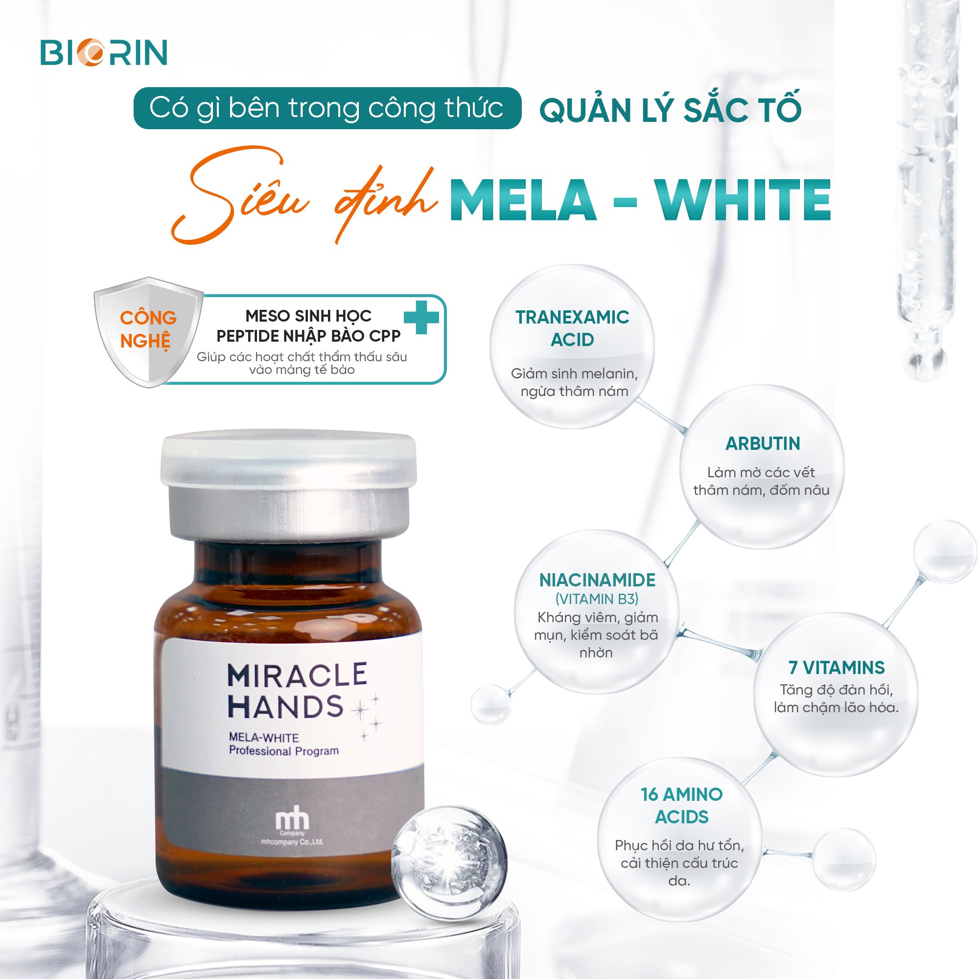 Meso nám - Tinh chất giảm nám - giảm thâm mụn - các vấn đề về sắc tố da #MELA #WHITE