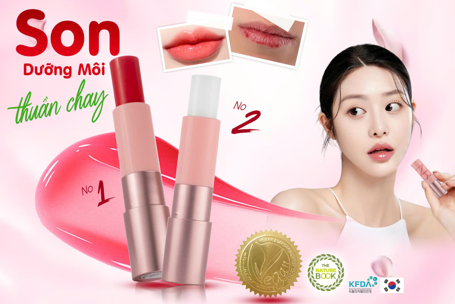Son dưỡng môi thuần chay Nature Book - No. #02 màu đỏ