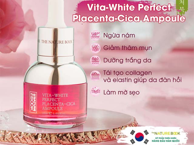 Ampoule Nhau Thai Cừu The Nature Book 30mlVita-White Perfect Placenta-Cica Ampoule