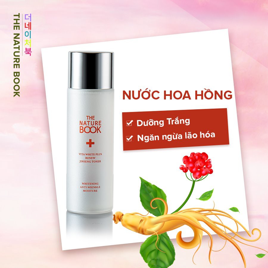 Nước hoa hồng dưỡng trắng hồng và tái tạo da 120mlVita White Plus Renew Jinseng Toner
