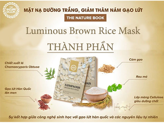 Mặt Nạ Dưỡng Trắng, Giảm Thâm Nám Từ Gạo Lứt The Nature BookLuminous Brown Rice Mask