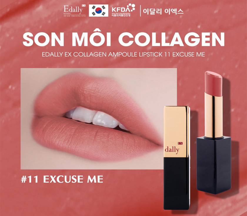 Son môi Collagen Edally EX Màu Hồng Nude - Excuse Me - Edally EX Collagen Ampoule Lipstick #11