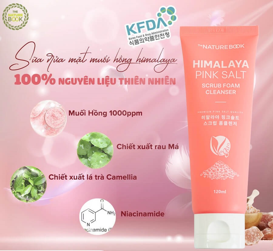 Sữa Rửa Mặt Muối Hồng Himalaya The Nature Book 120mlHimalaya Pink Salt Scrub Foam Cleaneser