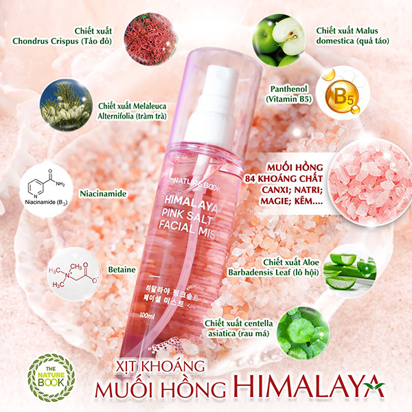 Xịt khoáng muối hồng Himalaya - The Nature Book Himalaya Pink Salt Facial Mist 100ml