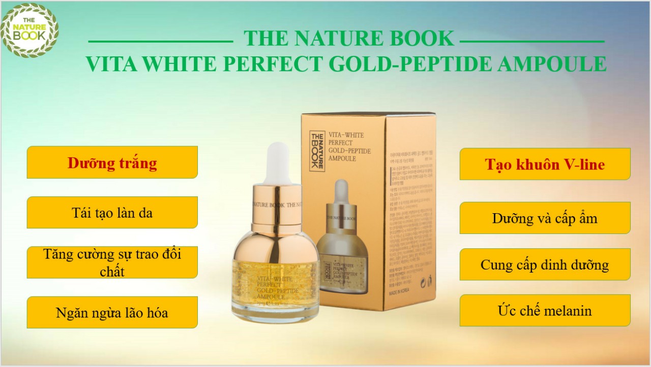 Ampoule vàng 24K The Nature Book - 30mlVita - White Perfect Gold Peptide Ampoule