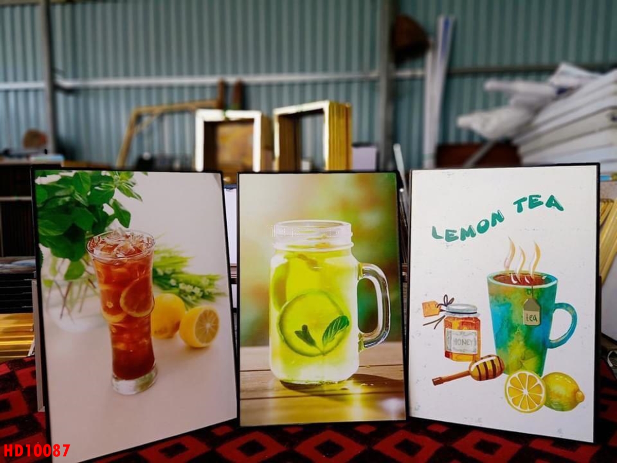 Bộ 3 tranh treo tường canvas Tráng gương cao cấp trang trí quán cafe nhà hàng, bàn ăn -24