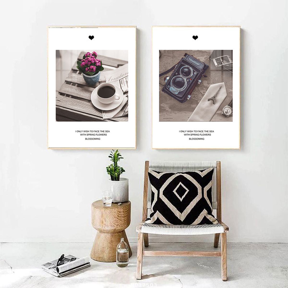 Bộ 2 tranh treo tường canvas Tráng gương cao cấp- trang trí quán cafe bàn làm việc - 4