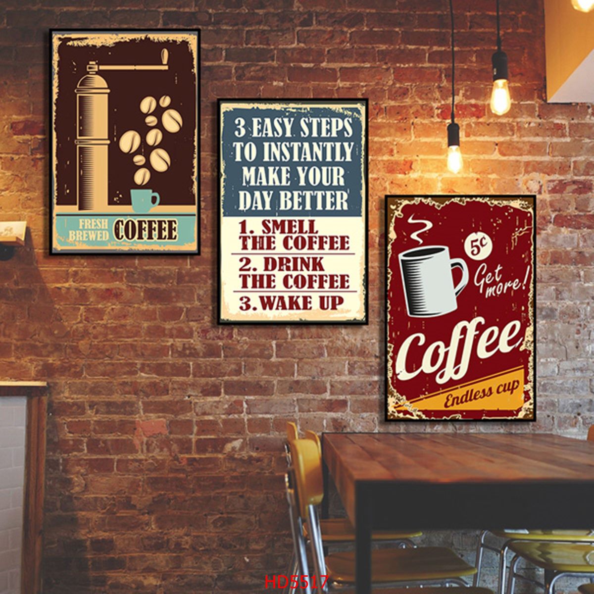 Bộ 3 tranh treo tường canvas Tráng gương cao cấp trang trí quán cafe-3