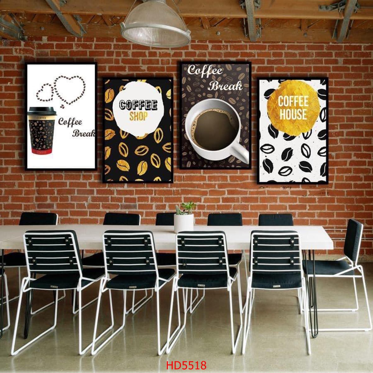 Combo 4 bức tranh canvas trang trí quán cafe nhà hàng bàn ăn hiện đại - 5