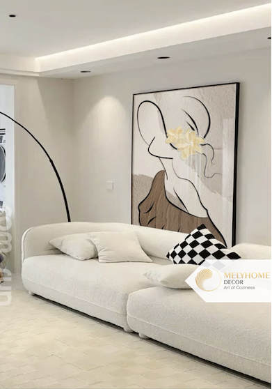 Tranh Đơn Dọc Treo Tường Tráng Gương / Canvas Cao Cấp Cô Gái Boho Minimalist Trừu Tượng Nghệ thuật TTD23134- MELYHOME
