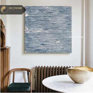 Tranh treo tường đơn vuông- Tráng gương Cao Cấp Nhật Bản Xanh Trừu tượng IN Kiểu Sơn Dầu Wabi sabi Tối Giản Minimalist - MELYHOME DECOR