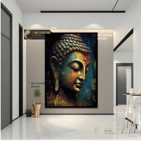 Tranh Phật Giáo Thích Ca Đơn Dọc Treo Tường Tráng Gương / Canvas Cao Cấp Trang Trí Bàn Thờ Chùa quán ăn chạy Decor MELYHOME