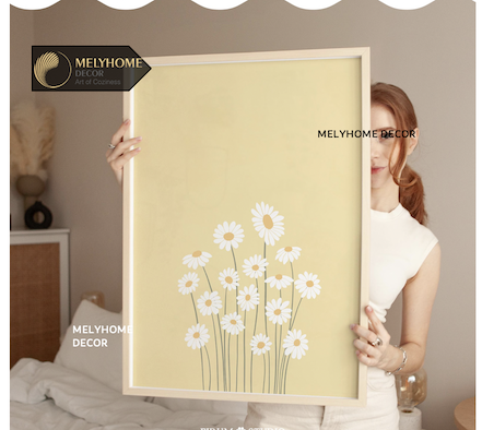 Tranh Màu Vàng Đáng Yêu Ngọt Ngào Hoa Cúc Chanh Mây Vịt Động Vật Chữ Dễ Thương Pastel Tối Giản Đơn Dọc Treo Tường Tráng Gương / Canvas Cao Cấp Trang trí Quán Cafe Showroom Thời Trang