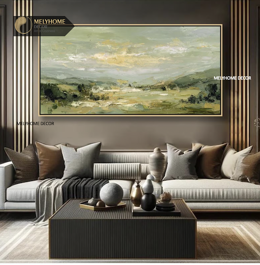 Tranh Khổ Lớn Ngang Rừng Cây Sông Nước In Kiểu Phong Cách Sơn Dầu Vintage Retro Châu Âu Phong Cảnh Treo Tường Canvas / Tráng gương trang trí phòng khách sạn, phòng ngủ- MELYHOME DECOR
