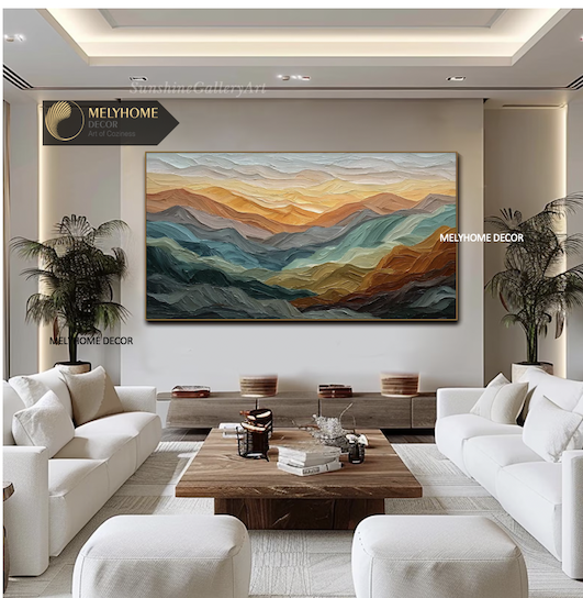 Tranh Khổ Lớn Ngang Rừng Cây Sông Nước In Kiểu Phong Cách Sơn Dầu Vintage Retro Châu Âu Phong Cảnh Treo Tường Canvas / Tráng gương trang trí phòng khách sạn, phòng ngủ- MELYHOME DECOR